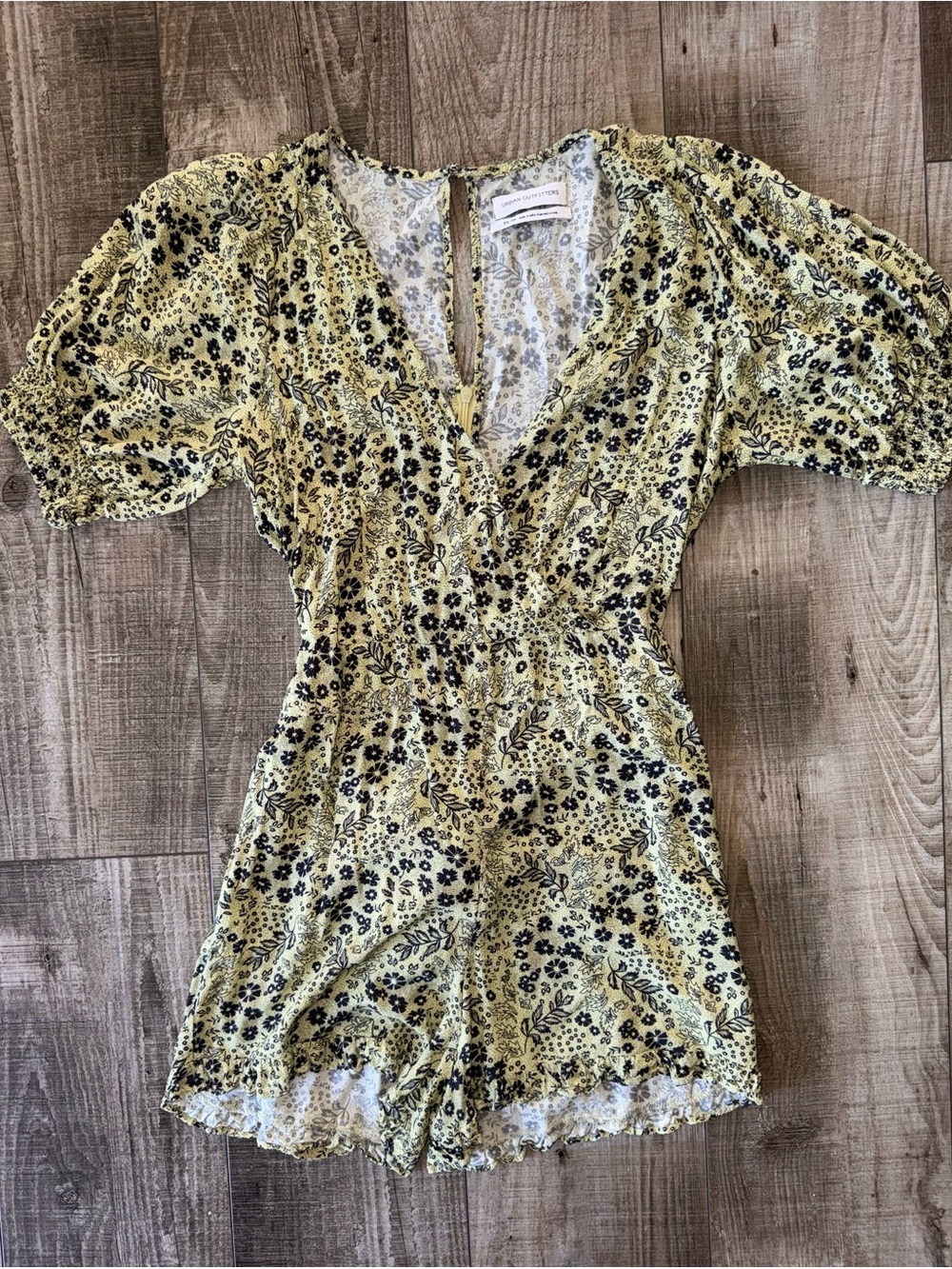 Urban Outfitters Floral V-Neck Puff Sleeve Romper